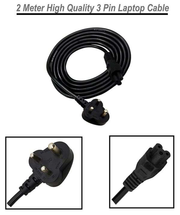 ELV Direct Laptop Power Cable Cord 3 Pin Adapter